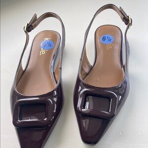 Kenzie Brown Slingback Heels with Pointed Toe